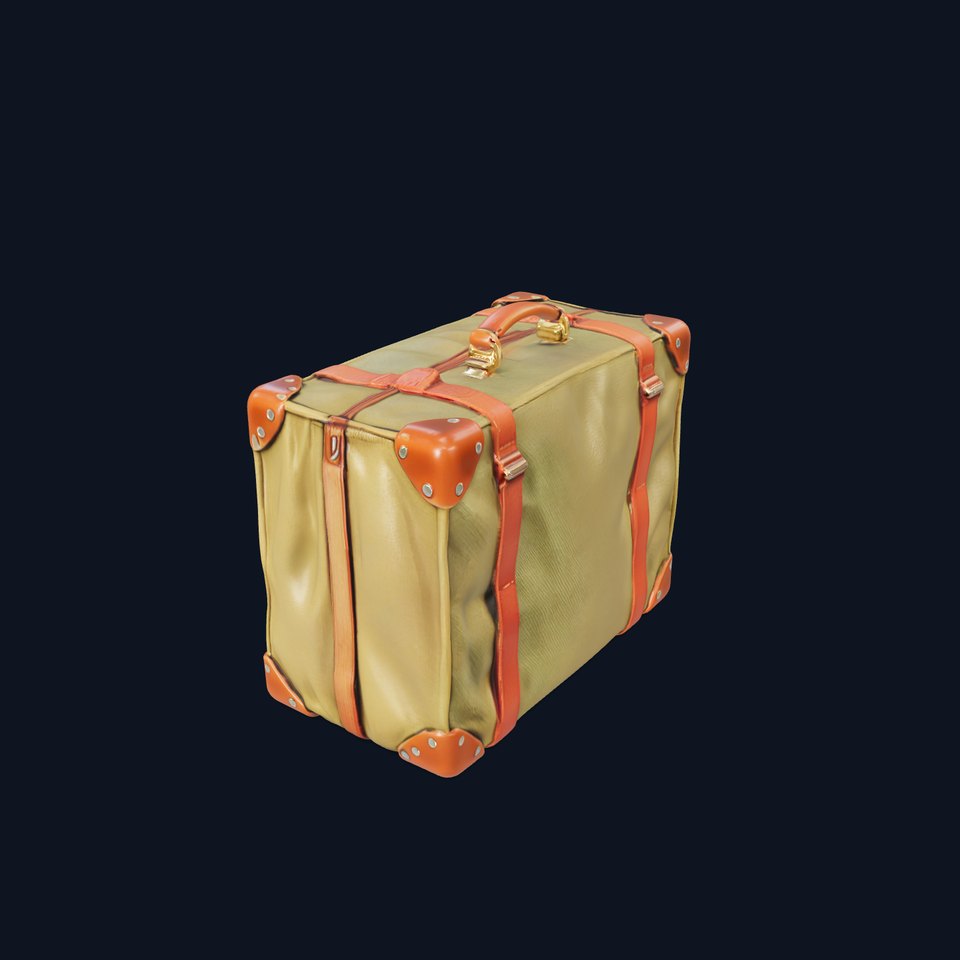 Vintage Leather Canvas Suitcase Model Pack