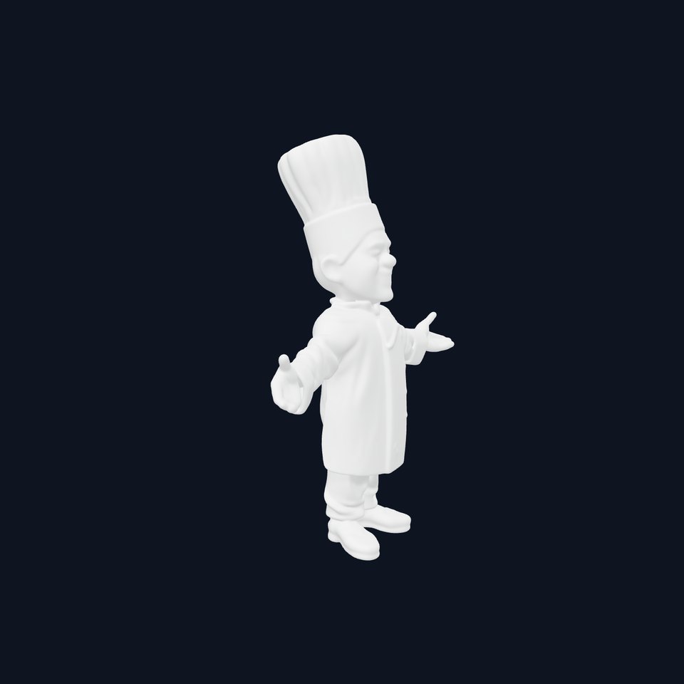 Cheerful D Chef Character Model Ready for Animation and Game Design