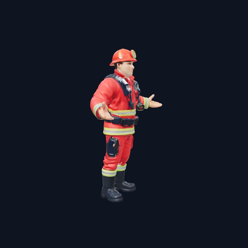 Rescue Firefighter D Model  High Detail GameReady Character