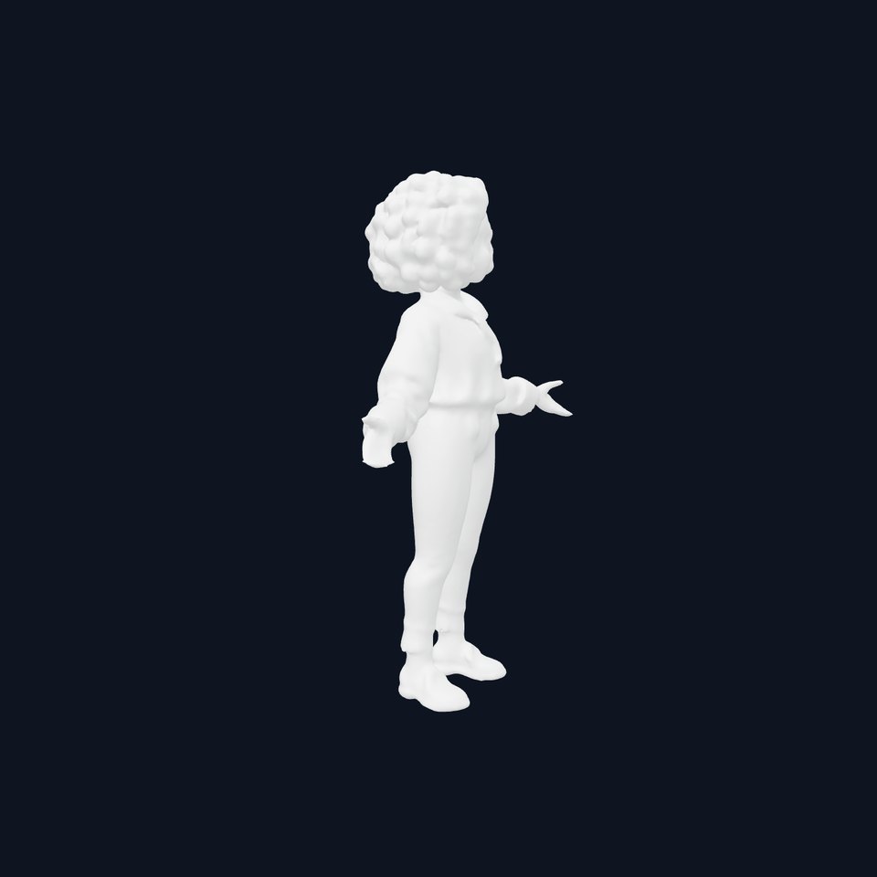 CurlyHaired Fashion Model Character with Patterned Outfit D Rigged
