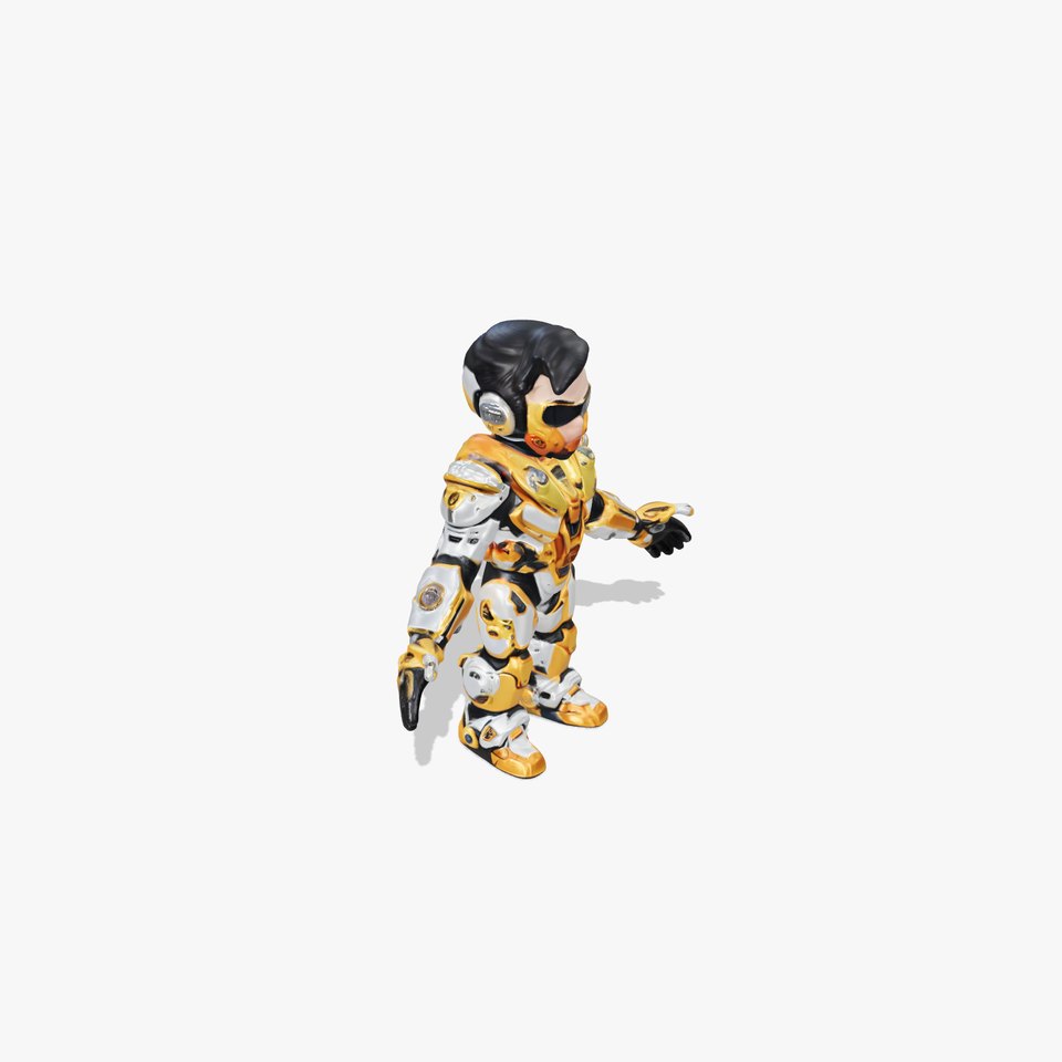 Futuristic Armored Warrior with Headset and Sunglasses
