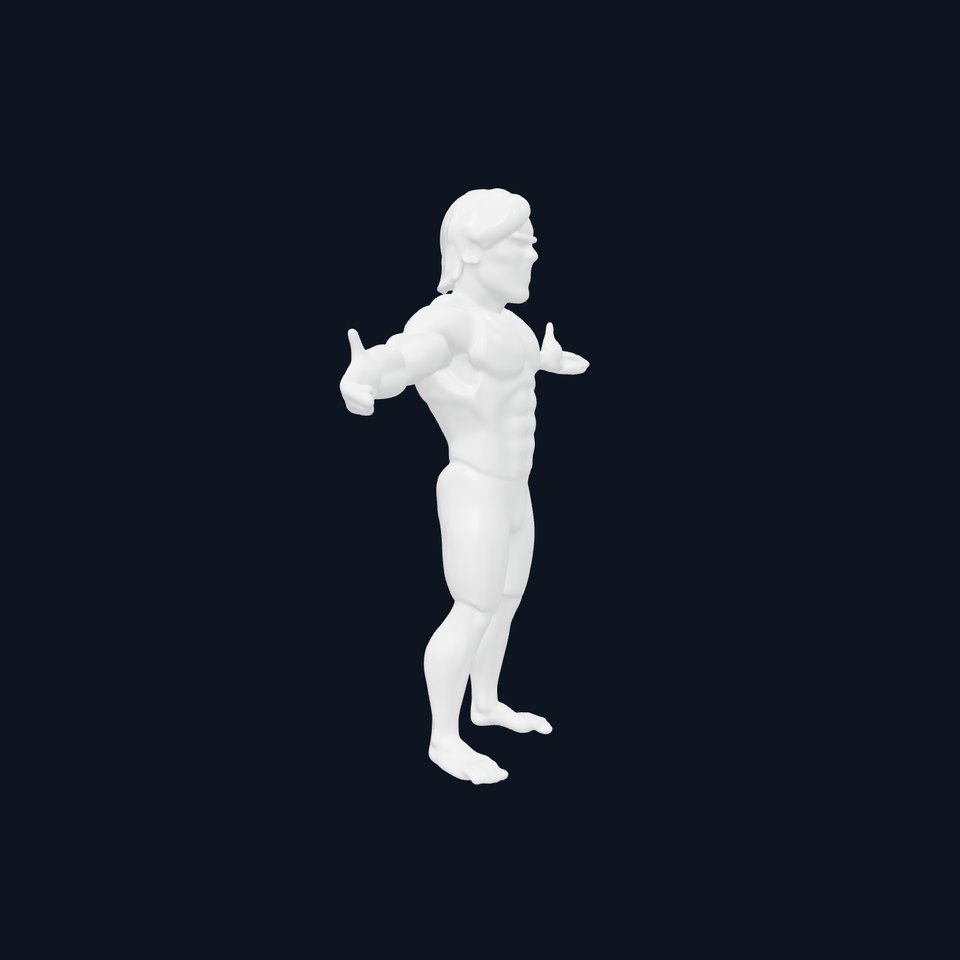 Athletic D Character Model in Black Suit for Animation and Games