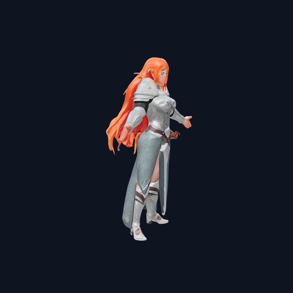 Crimson Warrior Maiden  Armored D Heroine Character Model