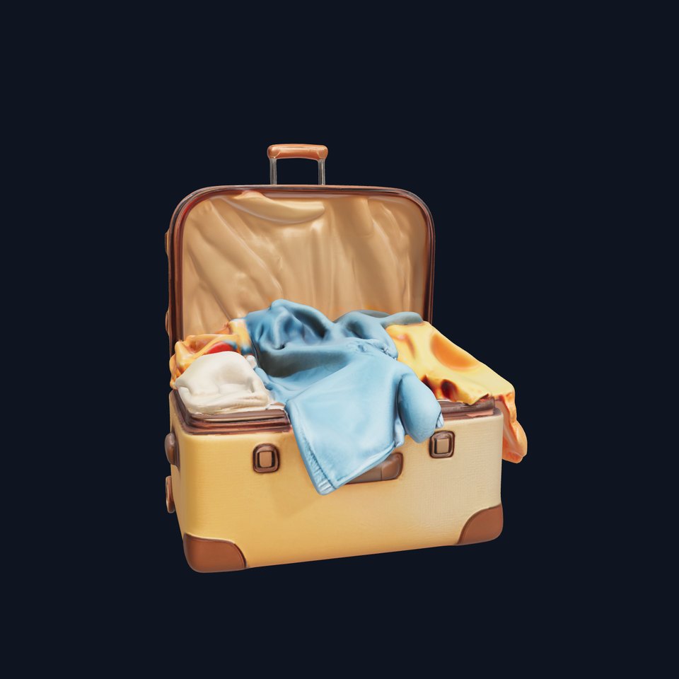 Travel Suitcase with Clothes Model Pack