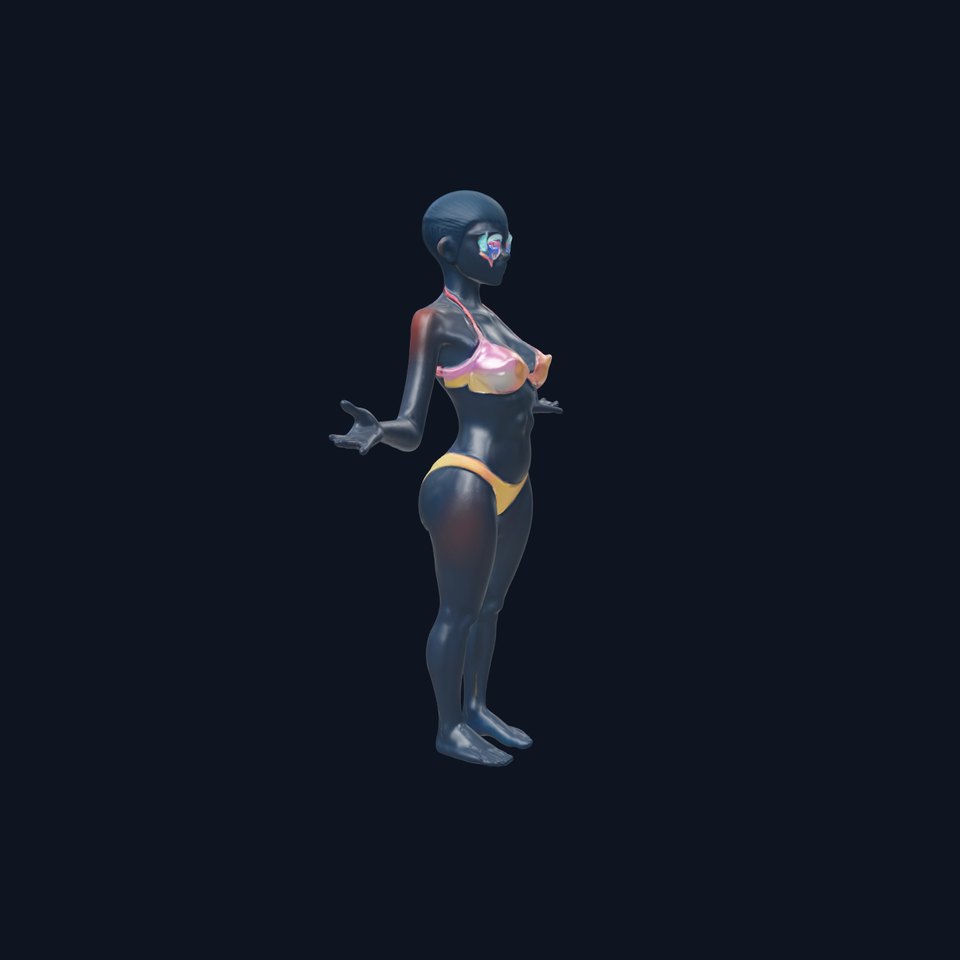 Mystic Neon Bikini D Character Model with PBR Textures