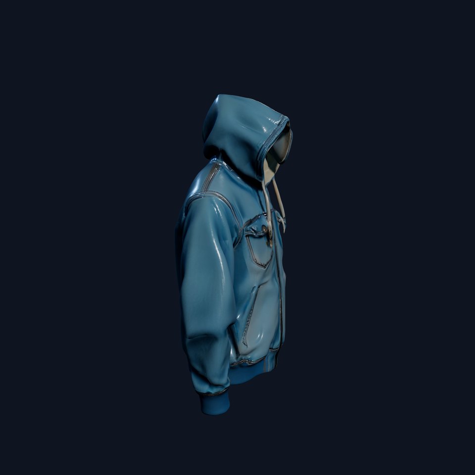 Hooded Denim Jacket D Model Pack