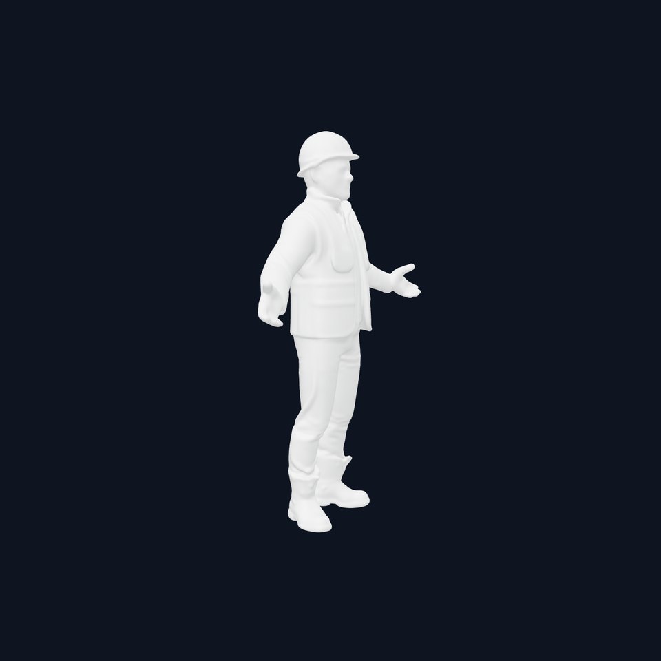 Construction Worker D Model with Safety Gear and HighVisibility Vest