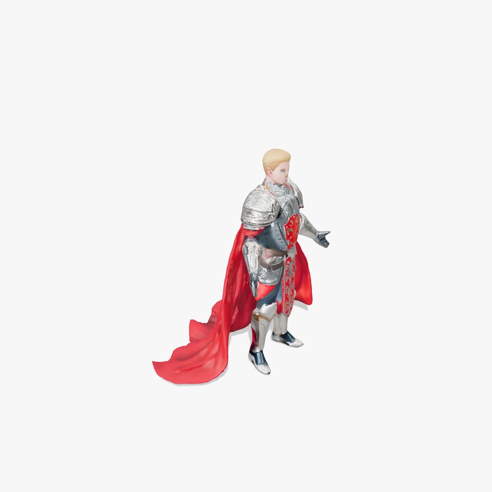 Noble Knight Rigged D Character Model with Red Cape Armor