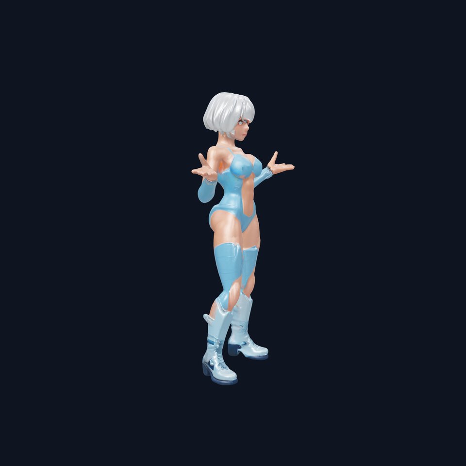 Cybernetic Warrior Femme Fatale  Sleek Armor  Silver Hair