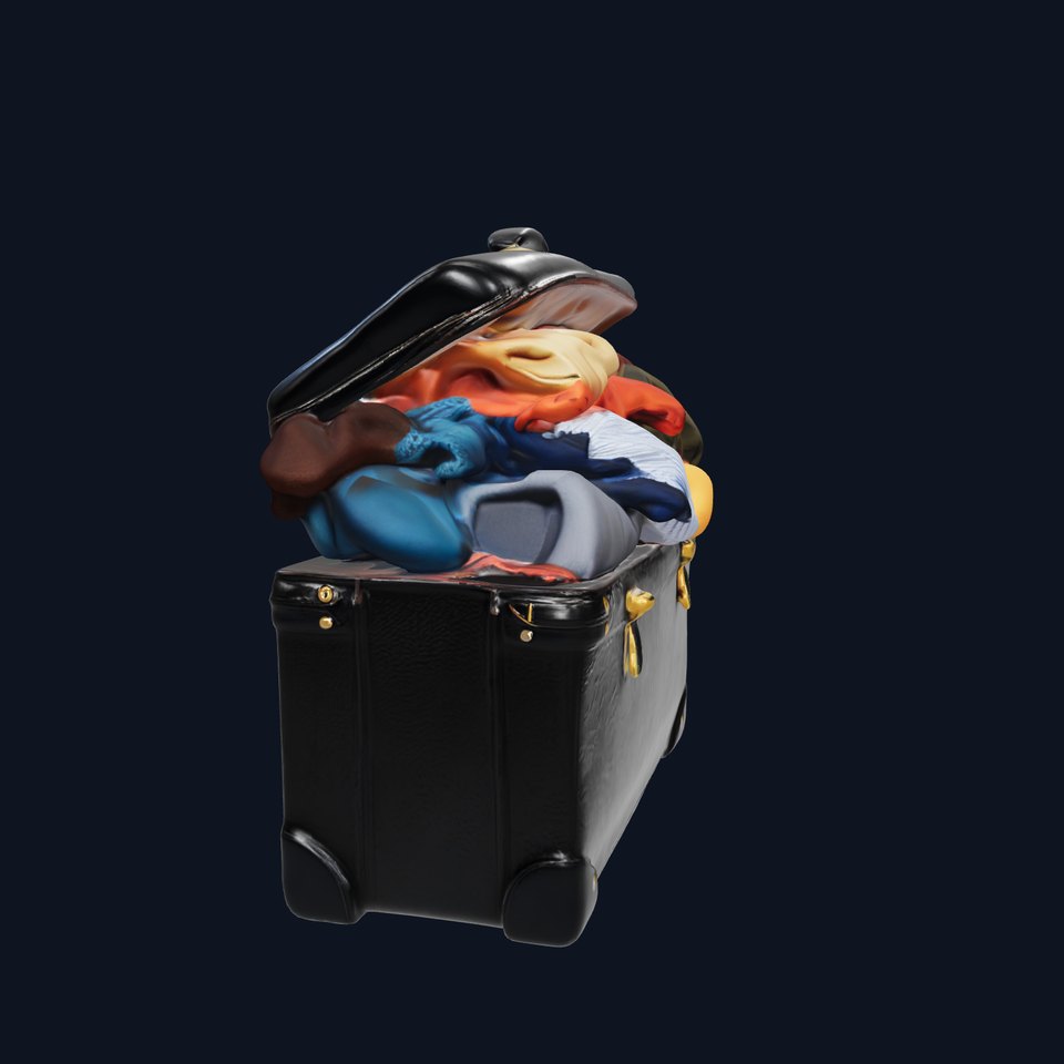 Vintage Suitcase with Clothes Model Pack