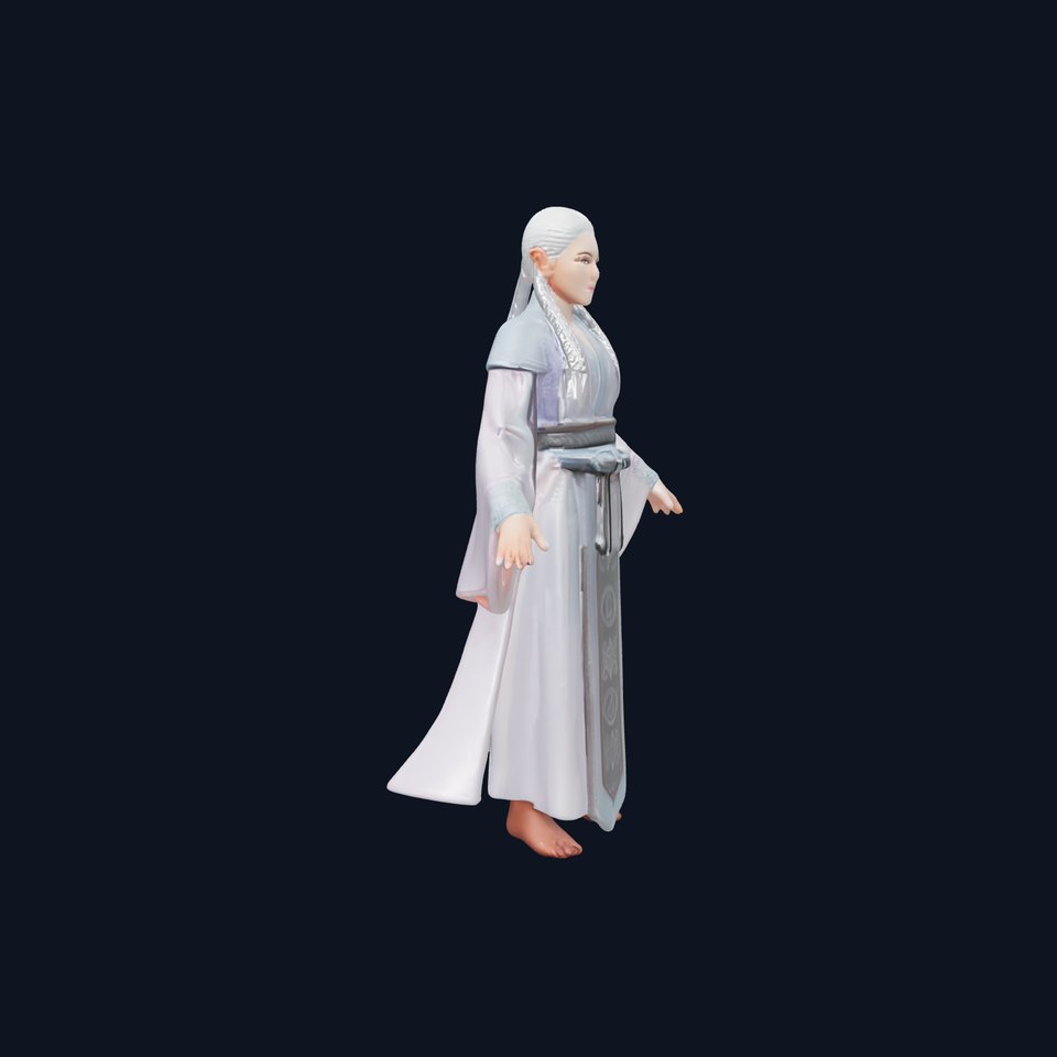 Elegant Sorceress D Character Model with Flowing Robes