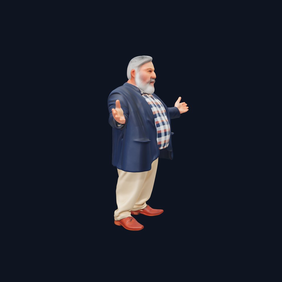 Friendly Elderly Businessman D Model in Smart Casual Attire