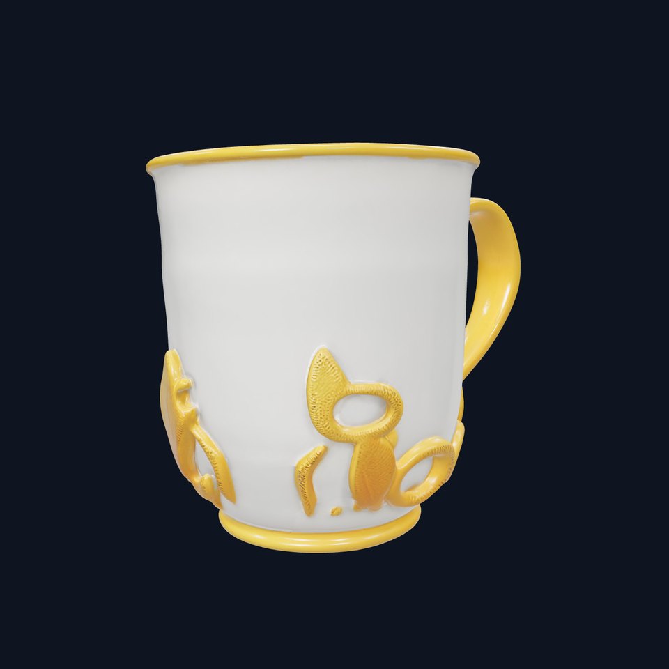 Elegant GoldTrimmed Ceramic Mug Model Pack