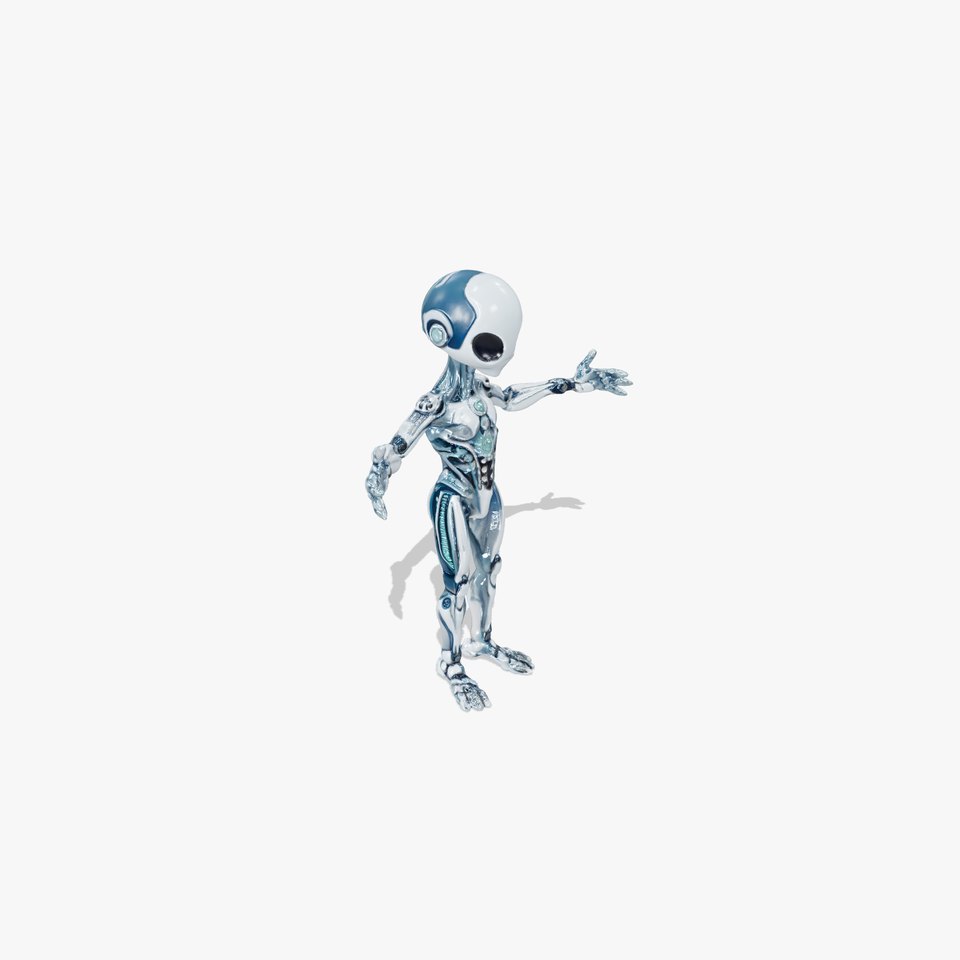 Futuristic Alien Robot with Bioluminescent Designs