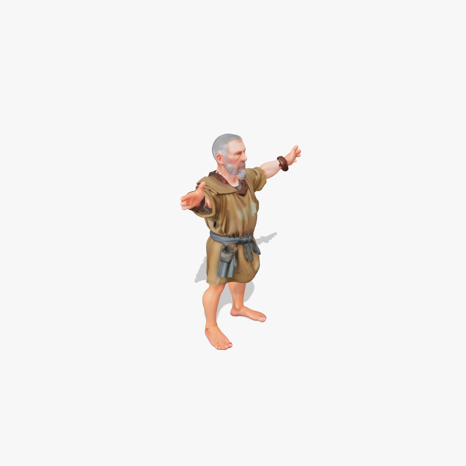 Medieval Peasant Male D Character Model with Detailed Textures