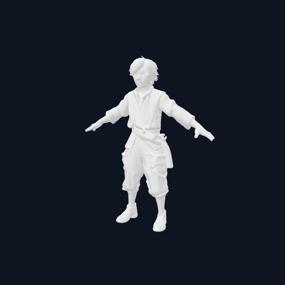 Young Adventurer D Character Model with Dynamic Outfit and Versatile Animations