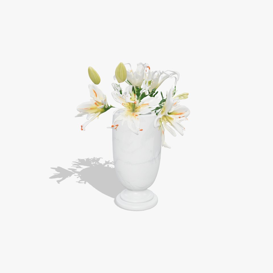 Elegant Marble Vase with Lilies Model Pack