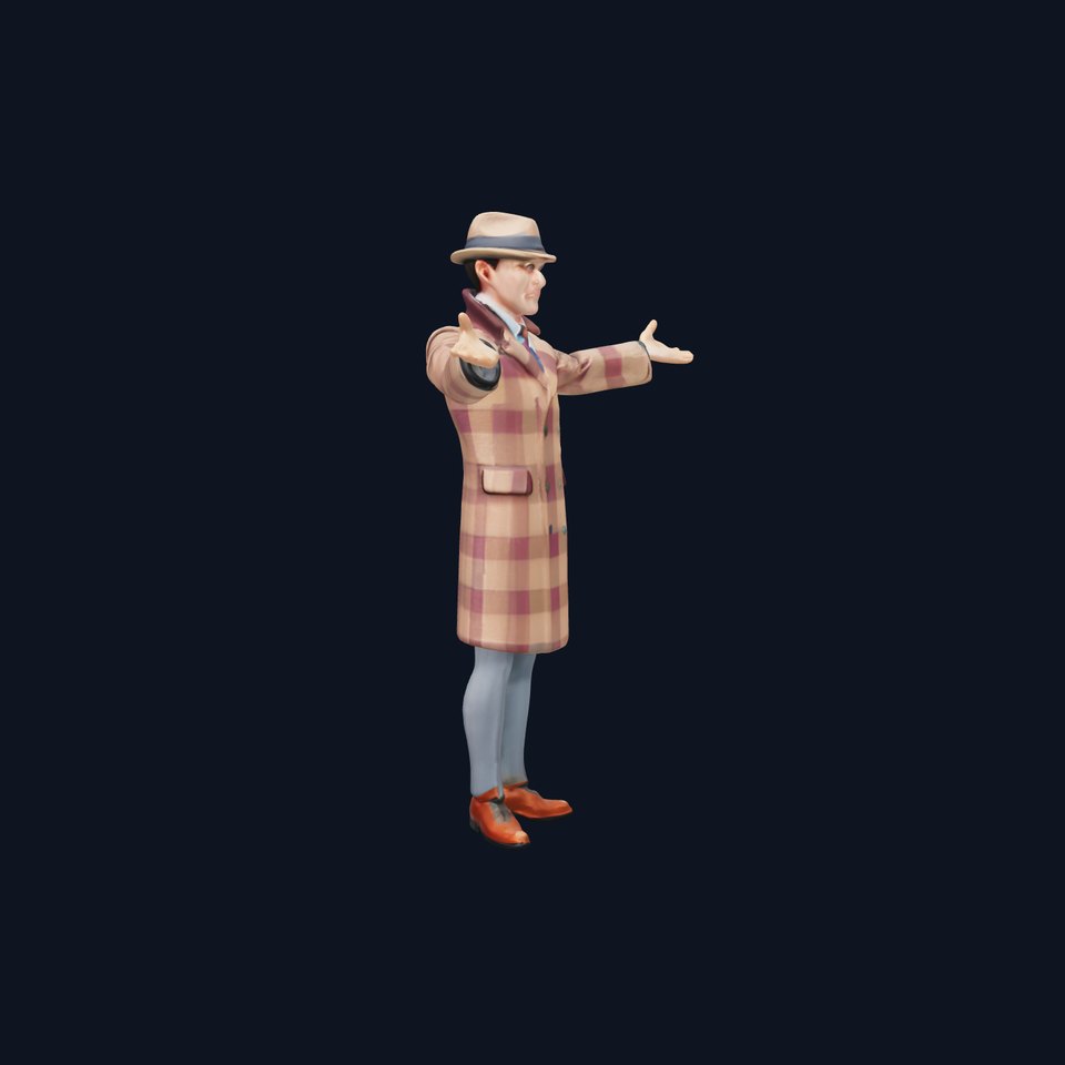 Detective Classic Attire D Character Model in TPose
