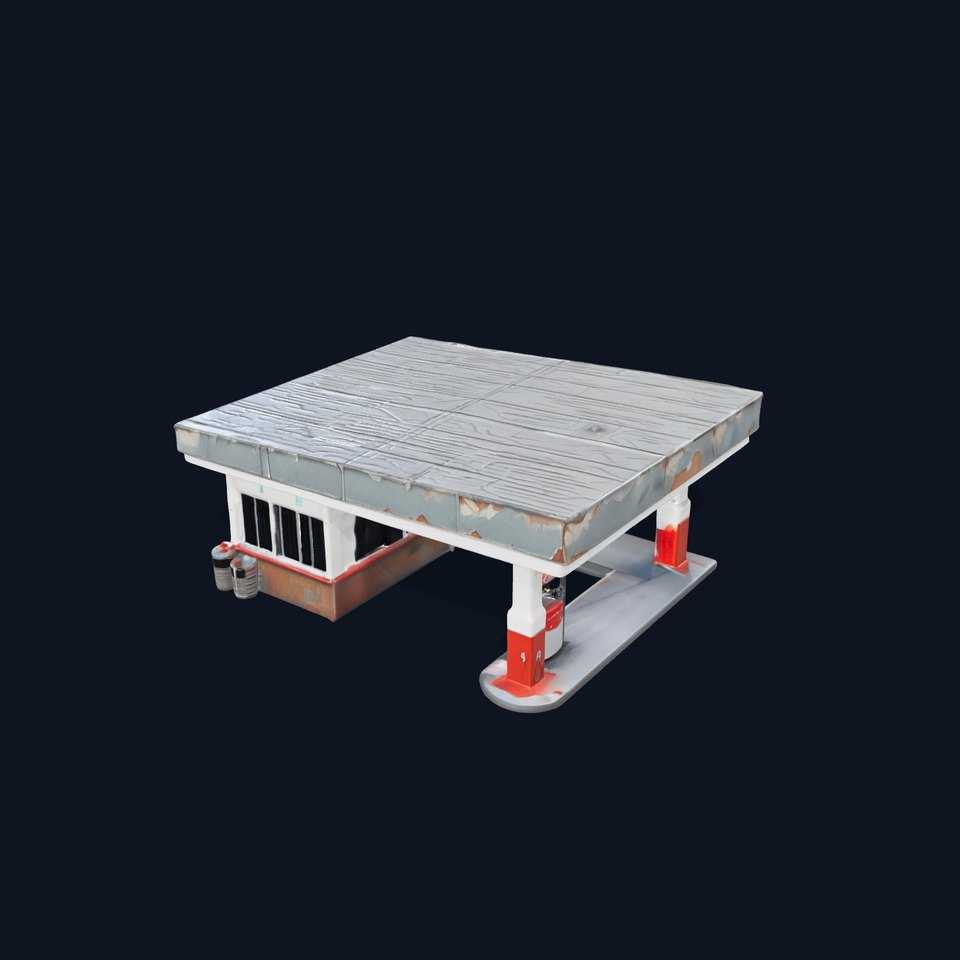 Vintage Gas Station Model Pack with Weathered Textures