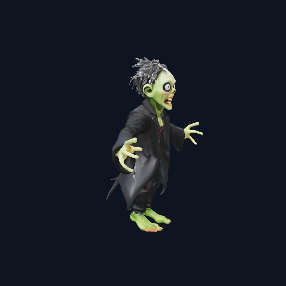 Undead Ghoul Zombie Character Rigged for Games and Animation