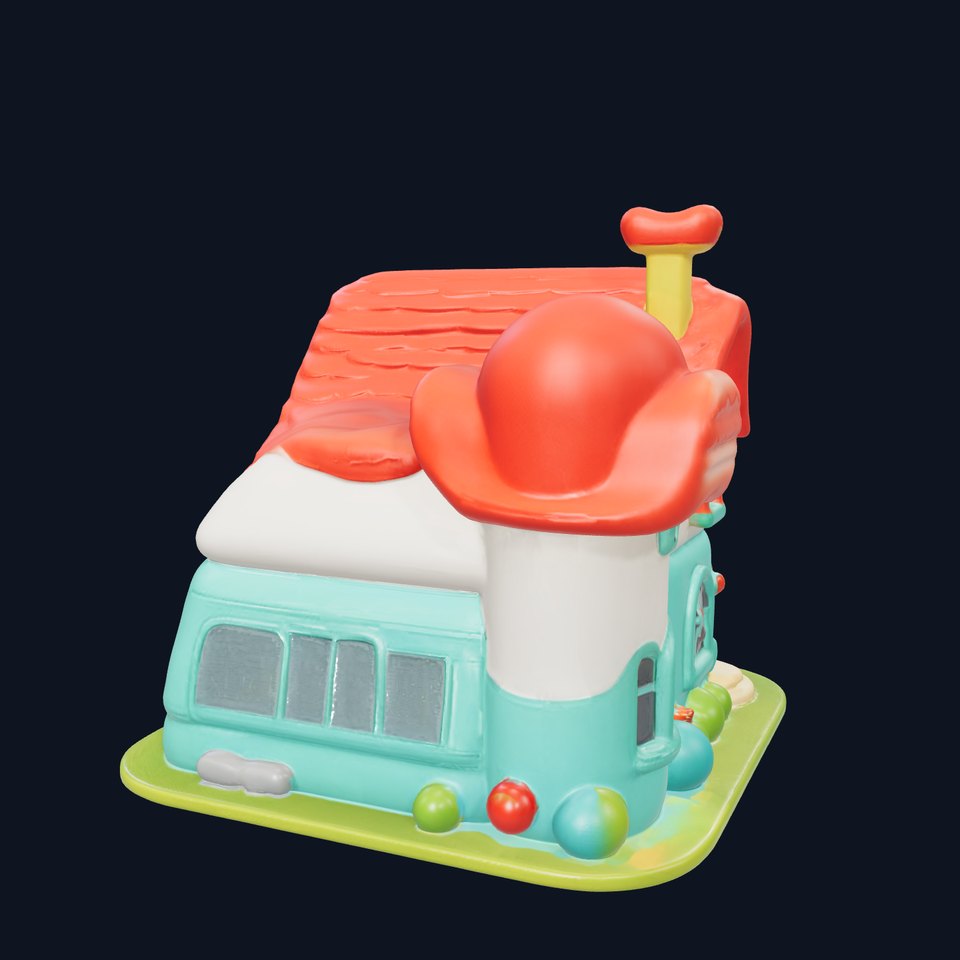 Cartoon Cottage House D Model Pack