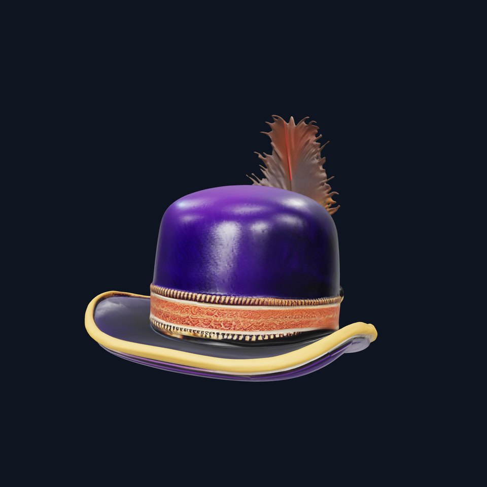 Elegant Purple Feather Hat Model Pack