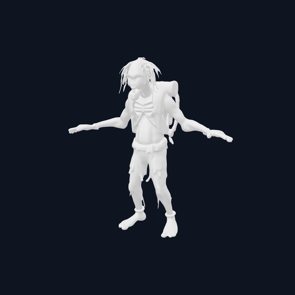 Undead Zombie with Backpack  HighDetail D Model for Games and Animation