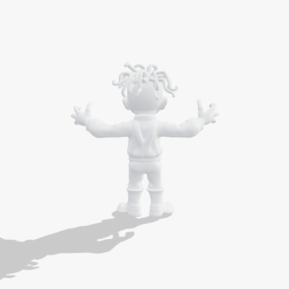 Cartoon Zombie Character Model with Twisted Hair and Expressive Face