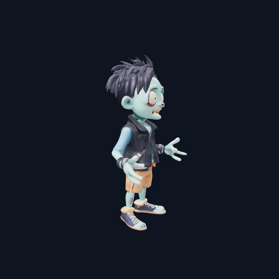 Cartoon Zombie Kid  Stylish Undead Character Model for Games