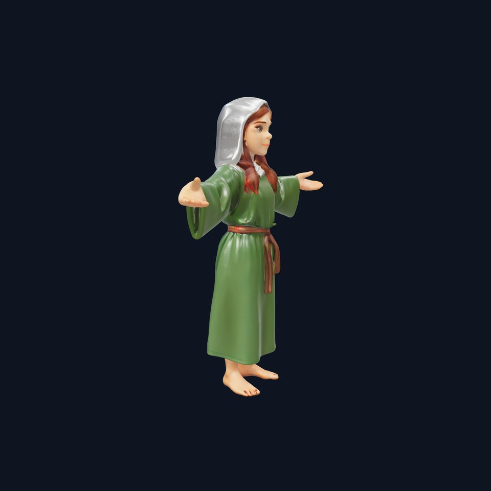 Medieval Peasant Girl D Model with PBR Textures