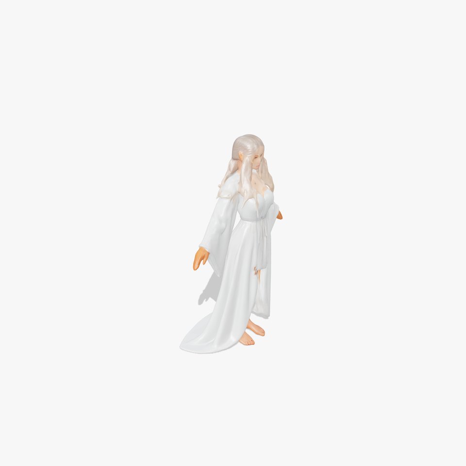 Elegant Fantasy Enchantress in Flowing White Gown D Model