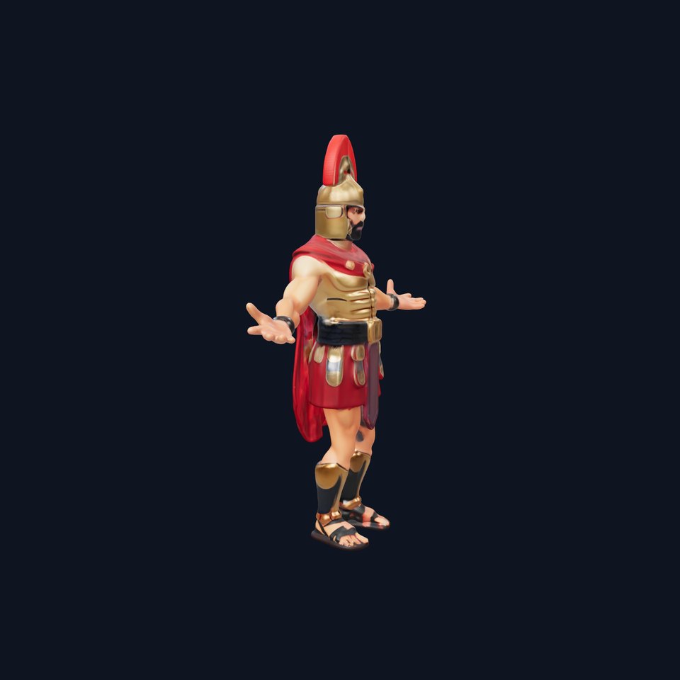 Roman Centurion with Armor and Red Cape Fully Rigged D Model