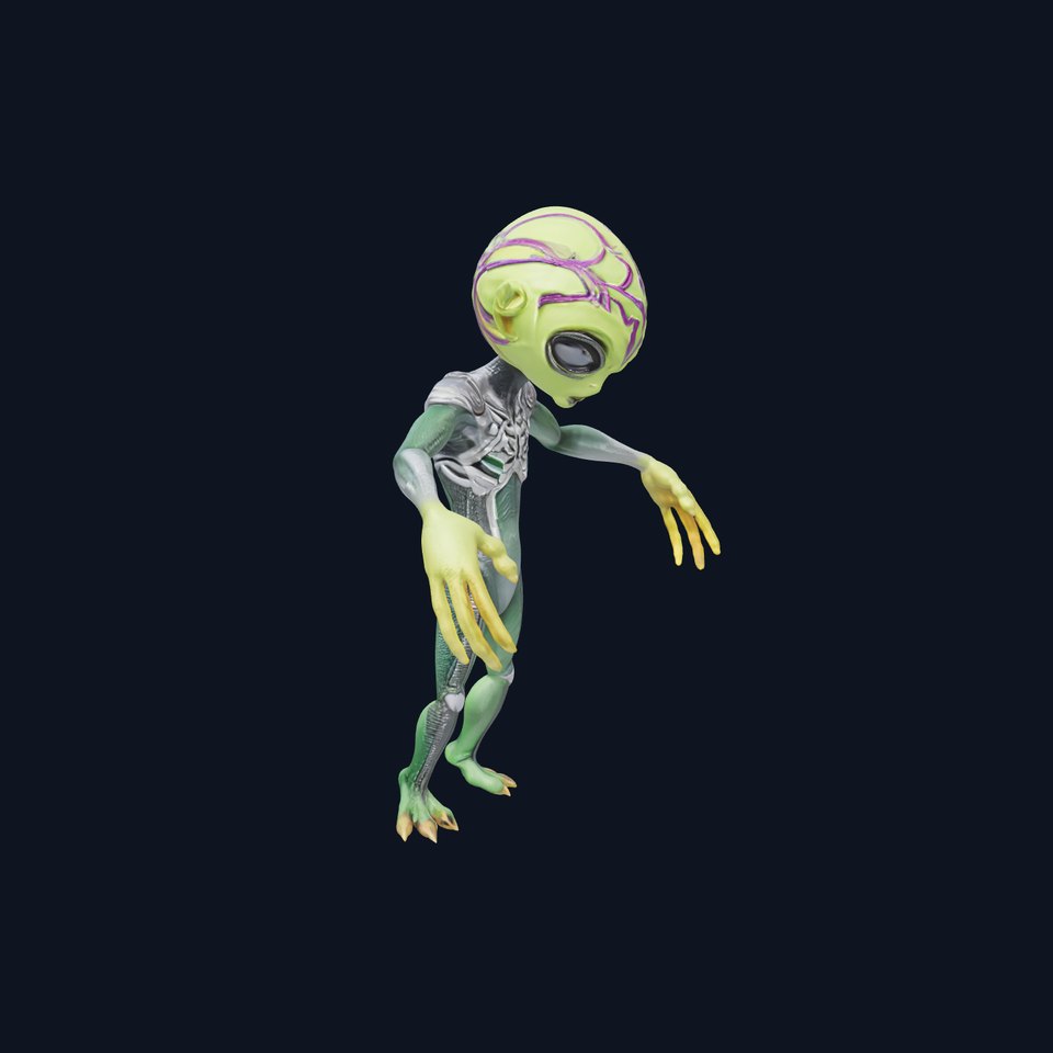 Alien Warrior D Model with PBR Textures  Full Animations