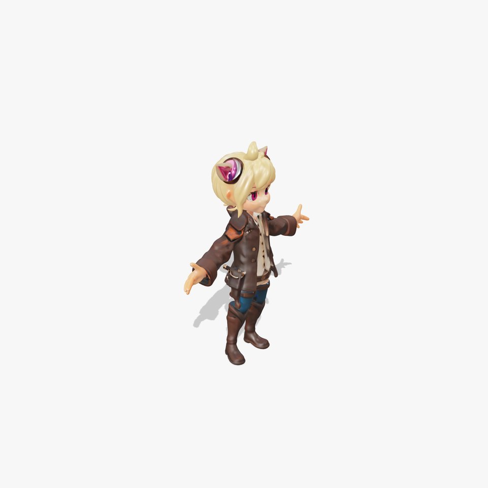 Cute Adventurer with Blonde Hair and Pink Ears D Character Model