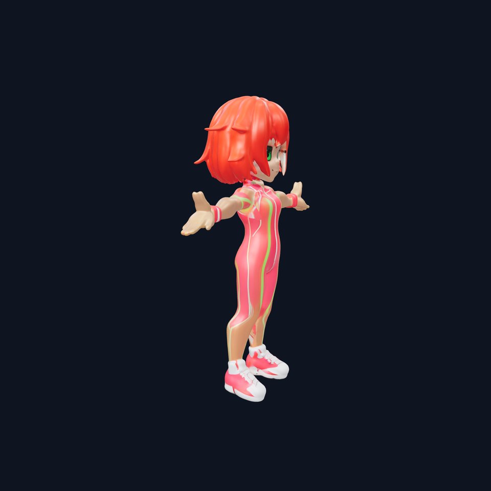Vibrant Redheaded Adventurer D Character Model with Dynamic Outfit