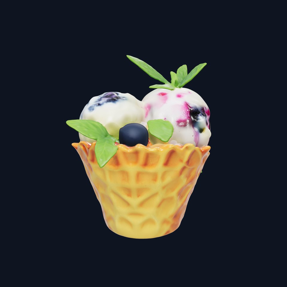 Blueberry Ice Cream Cone Model Pack