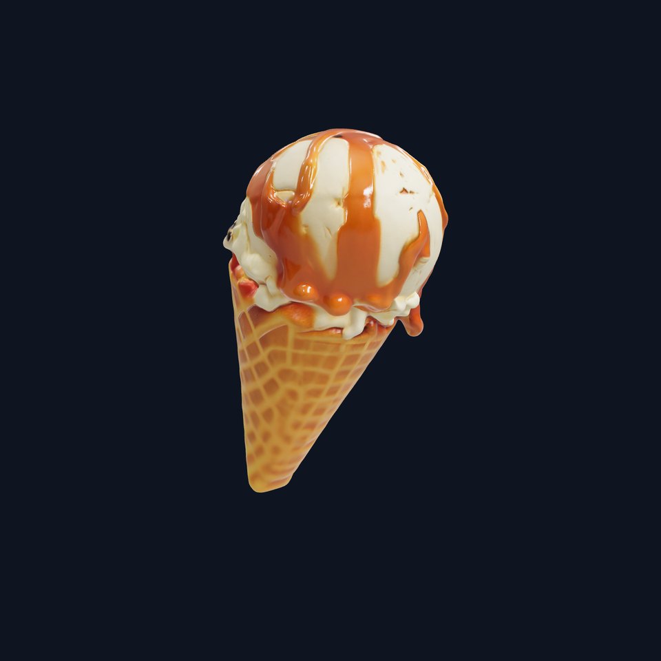 Ice Cream Cone with Caramel Drizzle D Model Pack