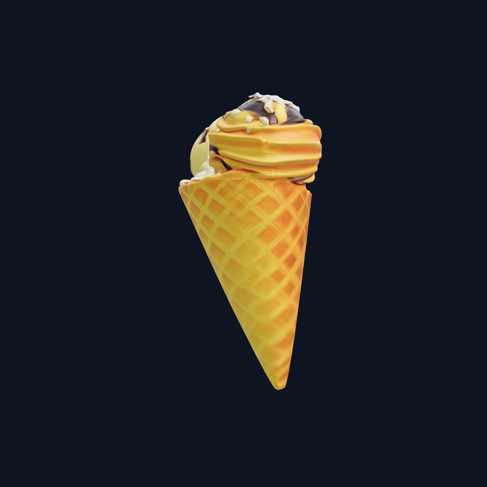 Realistic Ice Cream Cone with Toppings Model Pack
