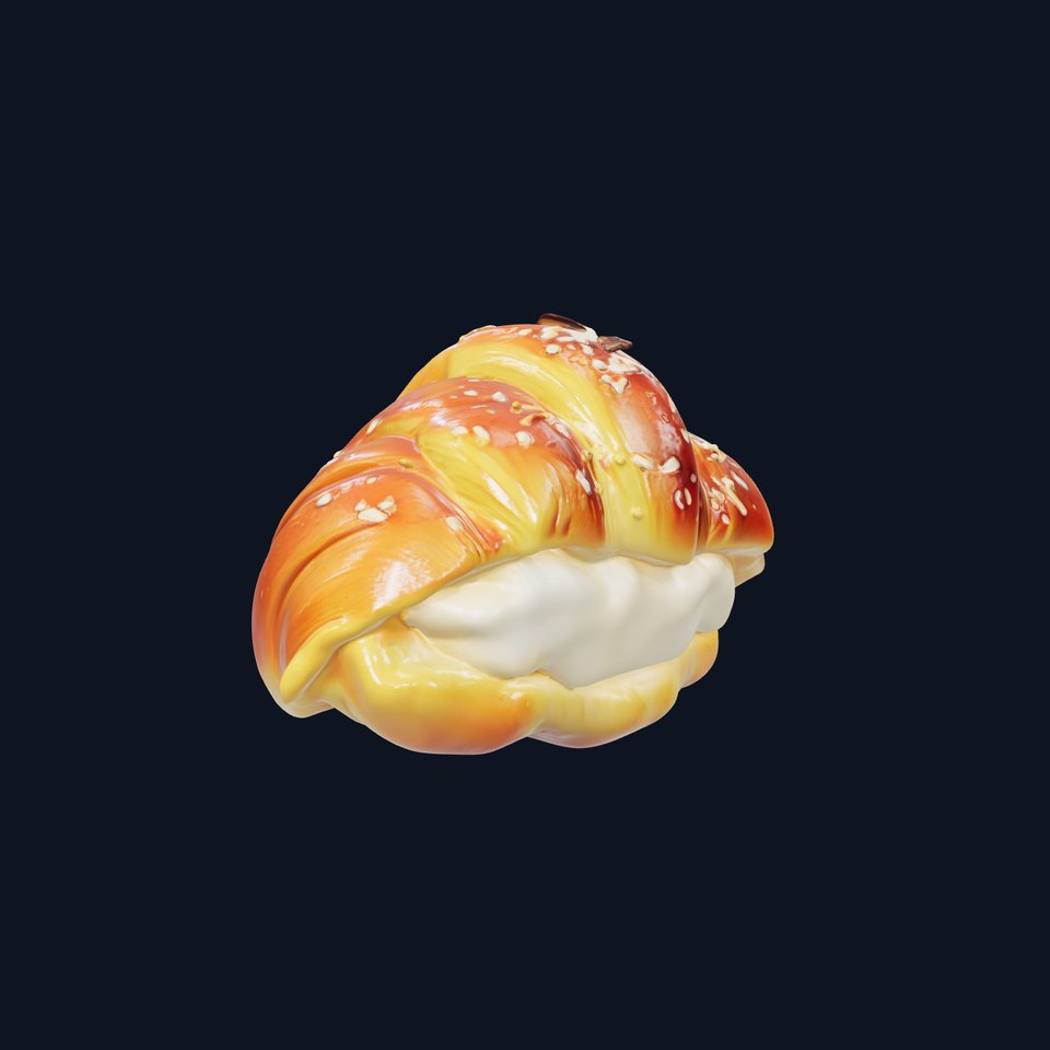 Croissant with Cream Filling D Model Pack
