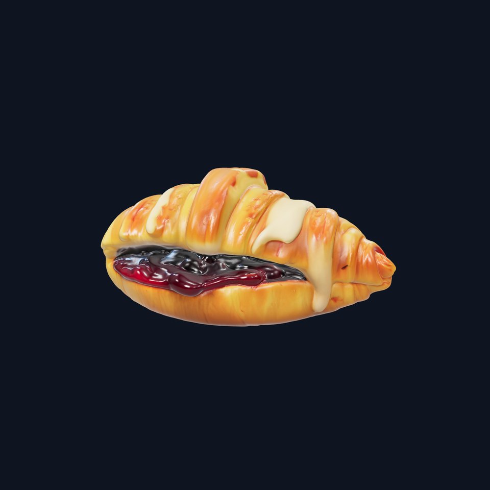 Delicious Croissant with Icing and Jam Model Pack