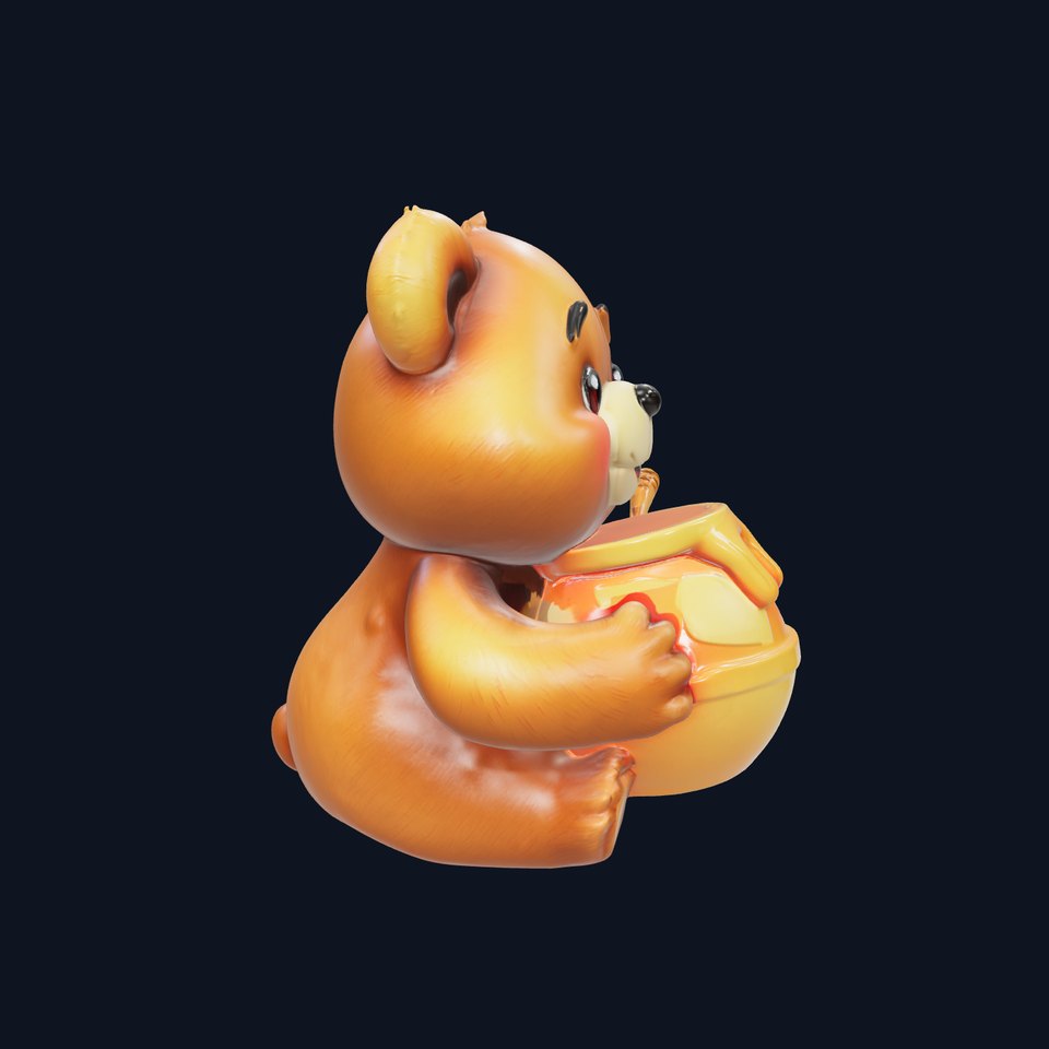 Cartoon Bear with Honey Jar Model Pack