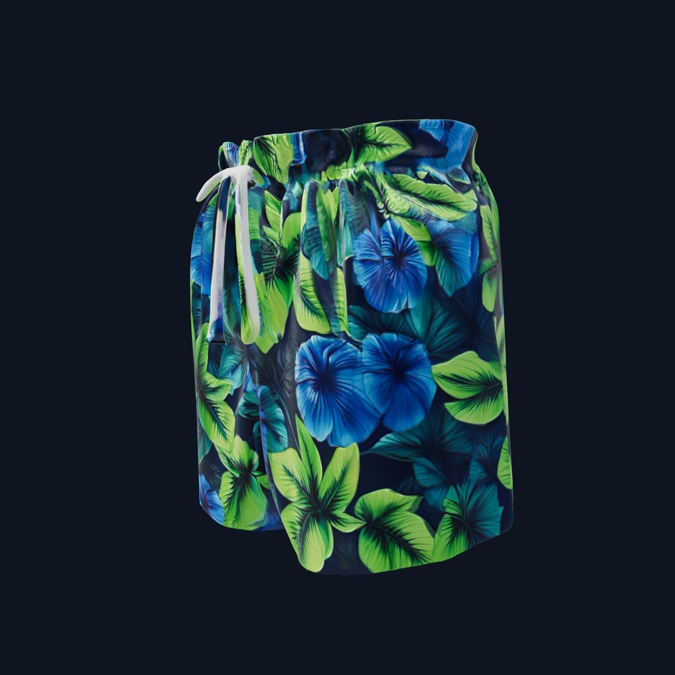 Tropical Floral Swim Shorts D Model Pack