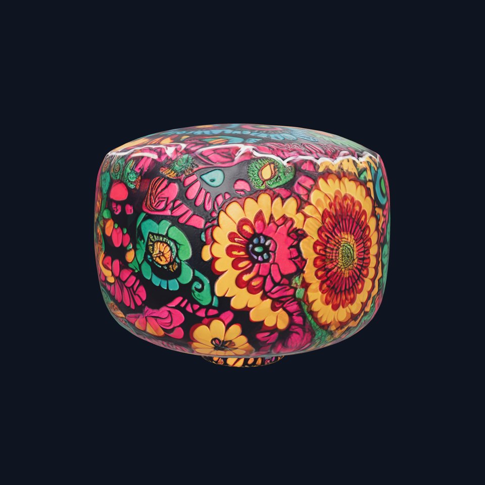 Colorful Patterned Pouf Model Pack
