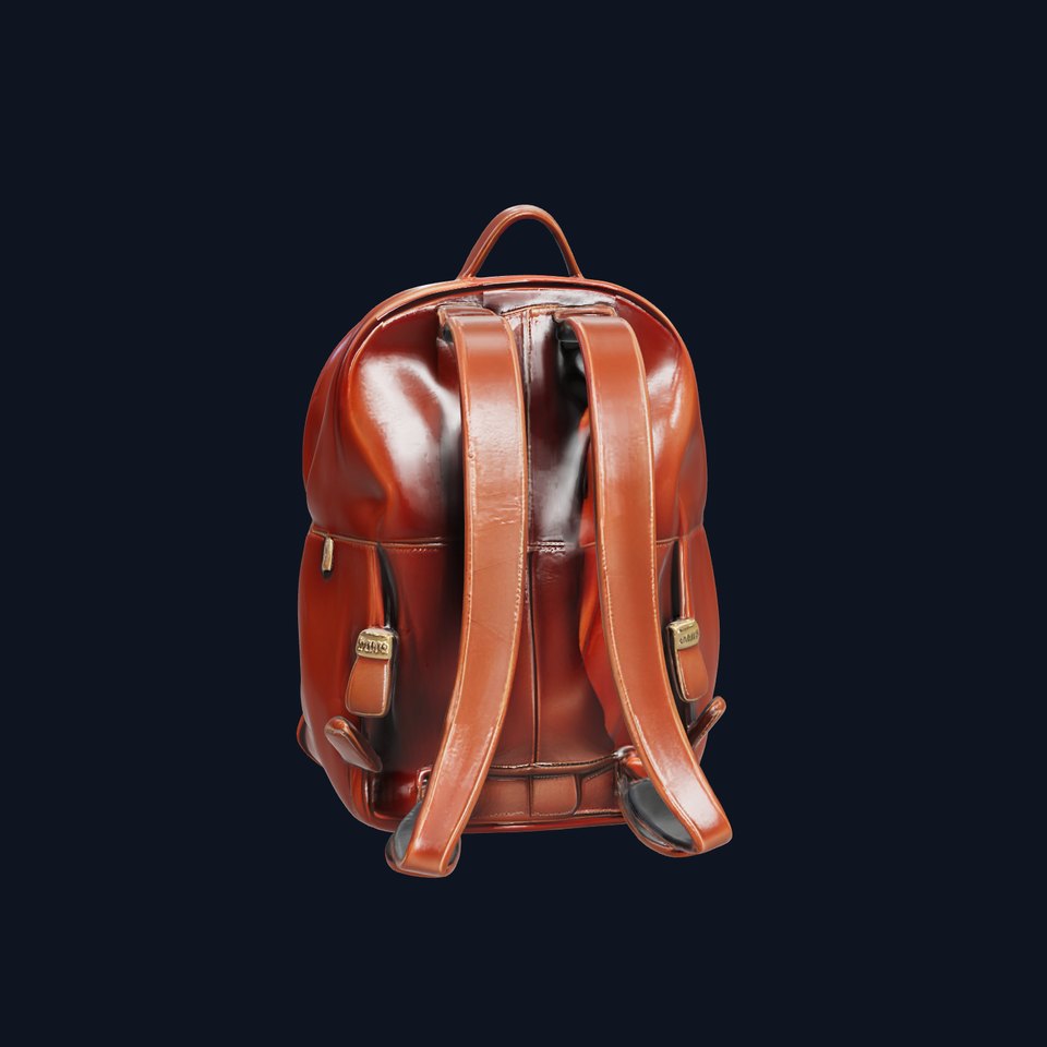 Elegant Brown Leather Backpack D Model Pack