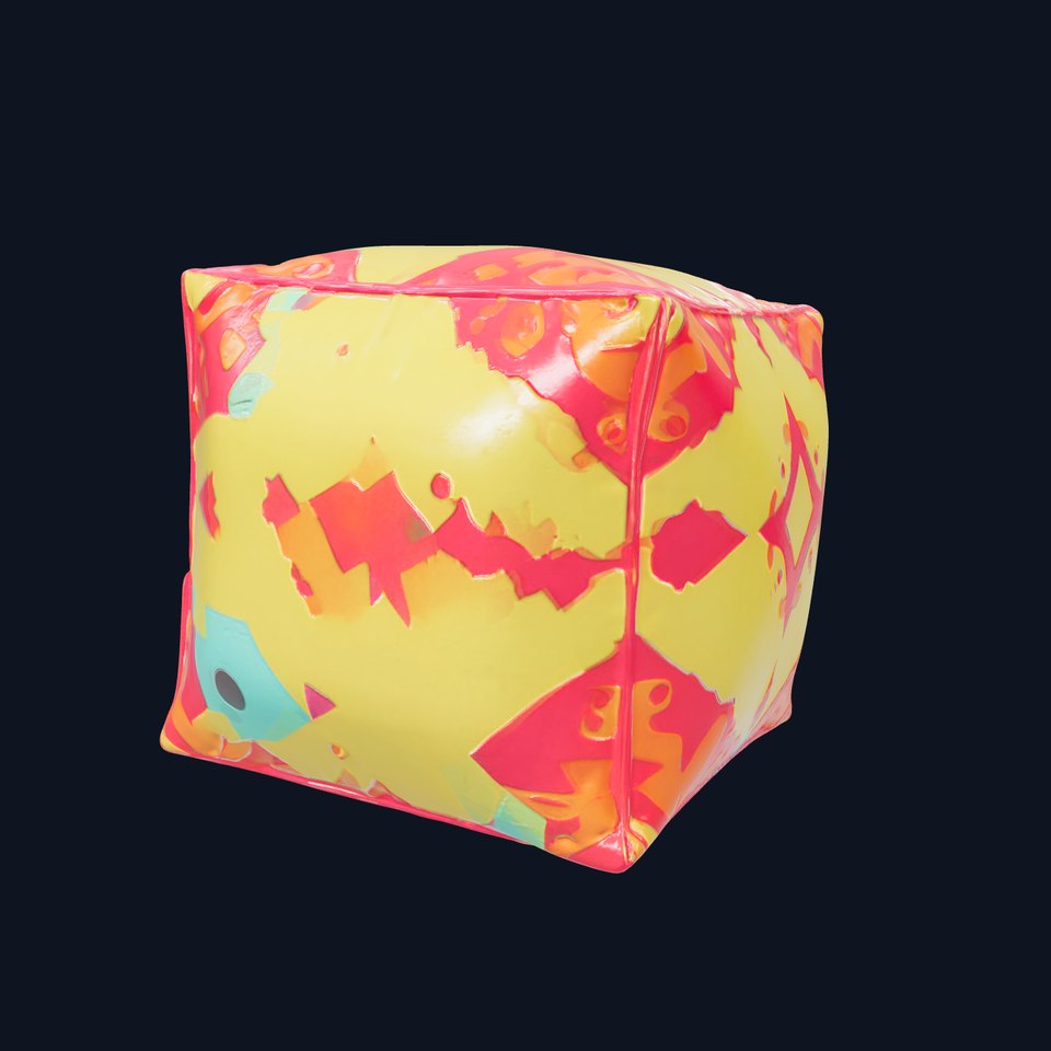 Vibrant Geometric Pouf Cushion Model Pack