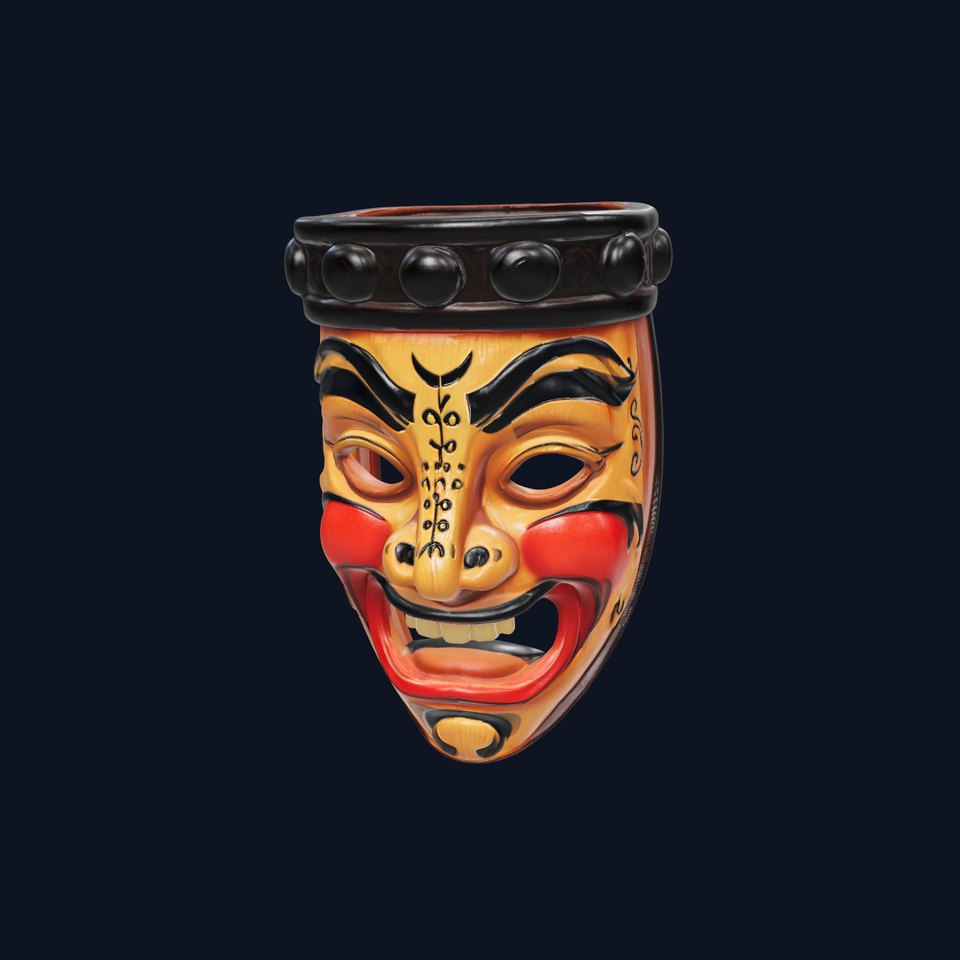 Traditional Wooden Mask Model Pack with Detailed Textures