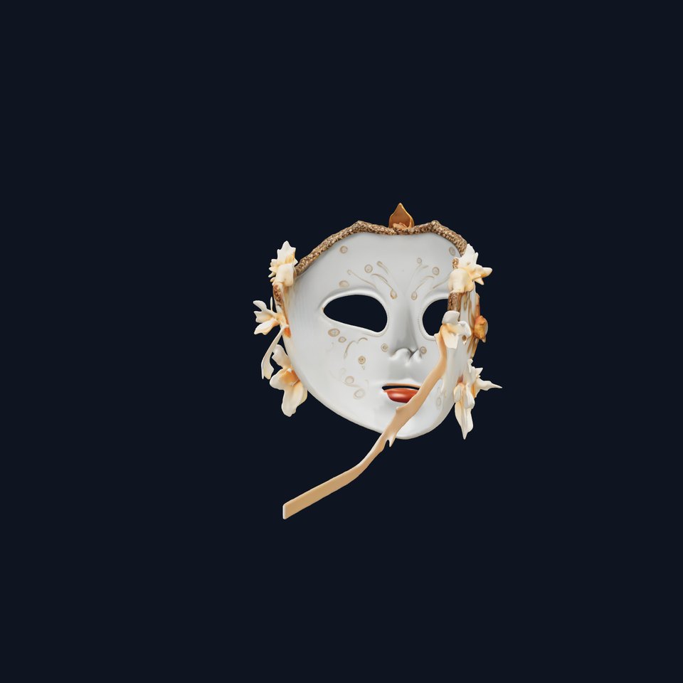 Venetian Carnival Mask Model Pack with Decorative Gold Elements