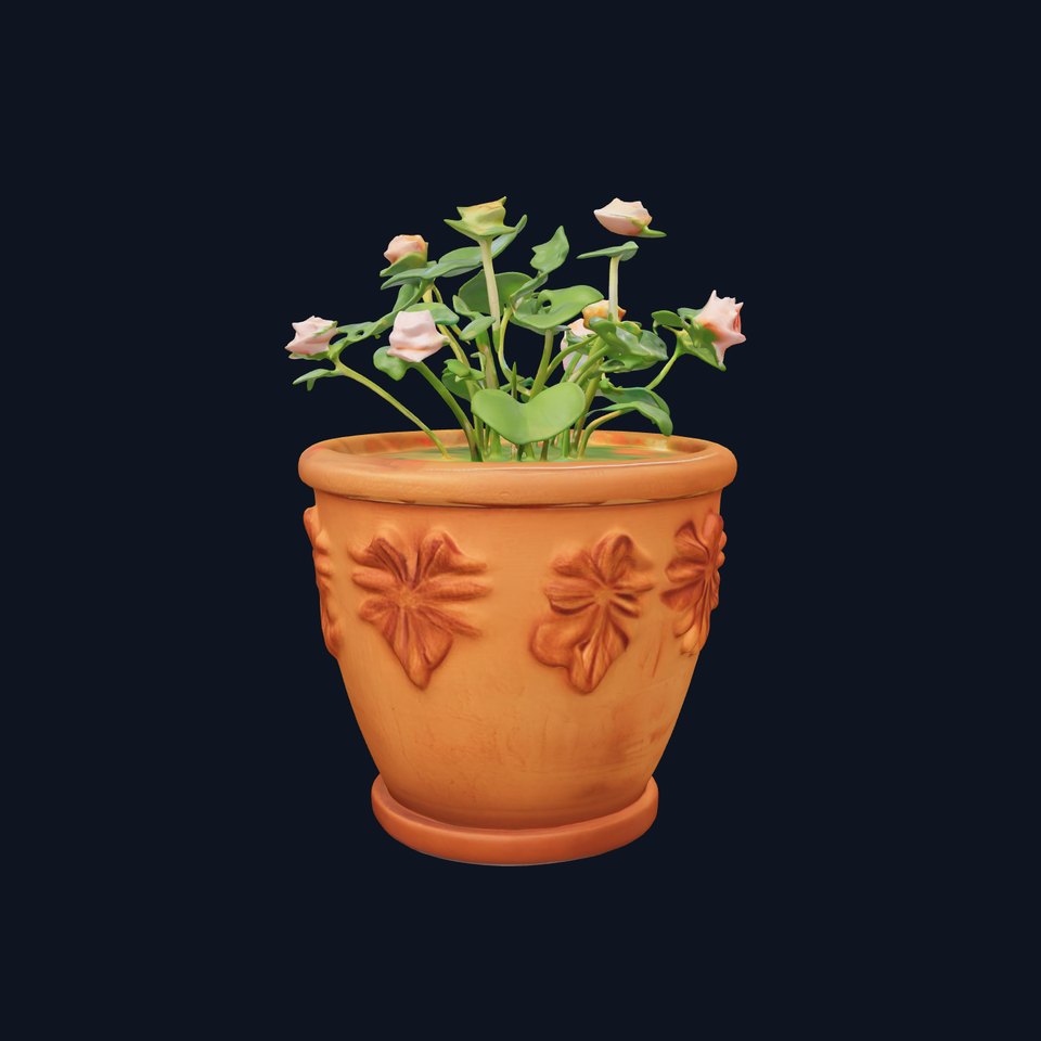 Decorative Flower Pot with Flowers Model Pack