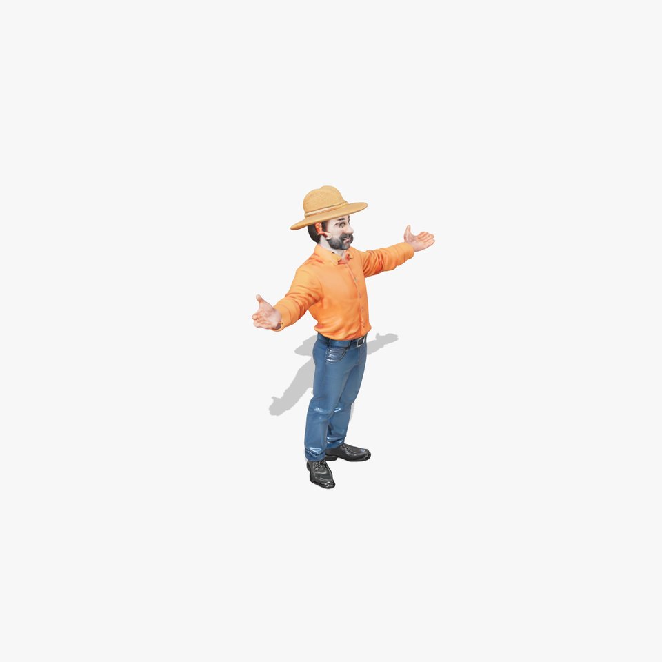 Smiling Farmer with Hat D Character Model