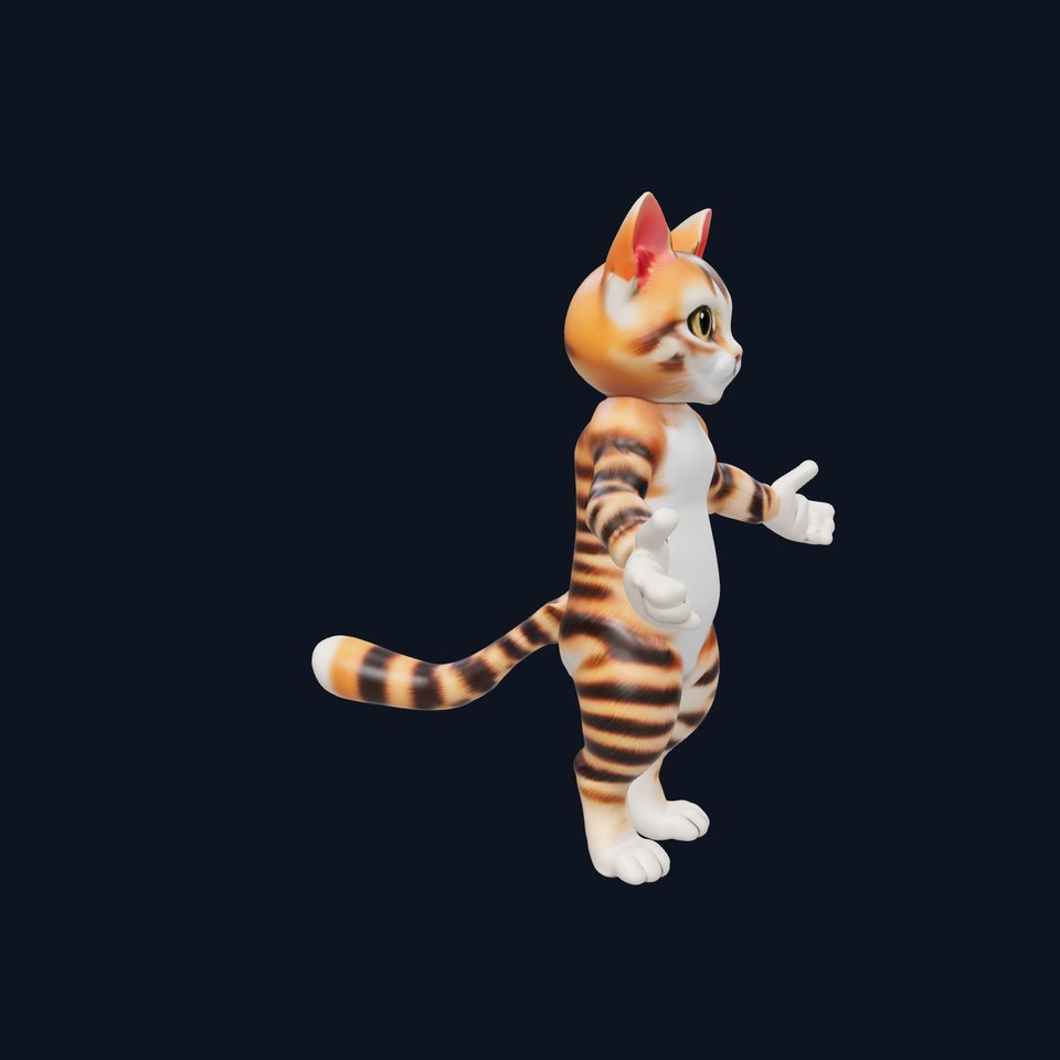Adorable Cartoon Cat Character Model with PBR Textures for Games